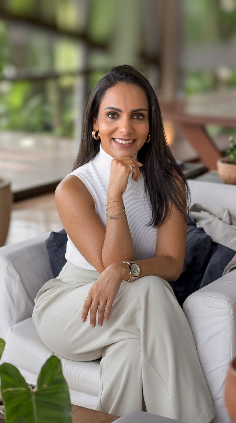 Renata Santos, coordenadora educacional, em seu ambiente de trabalho